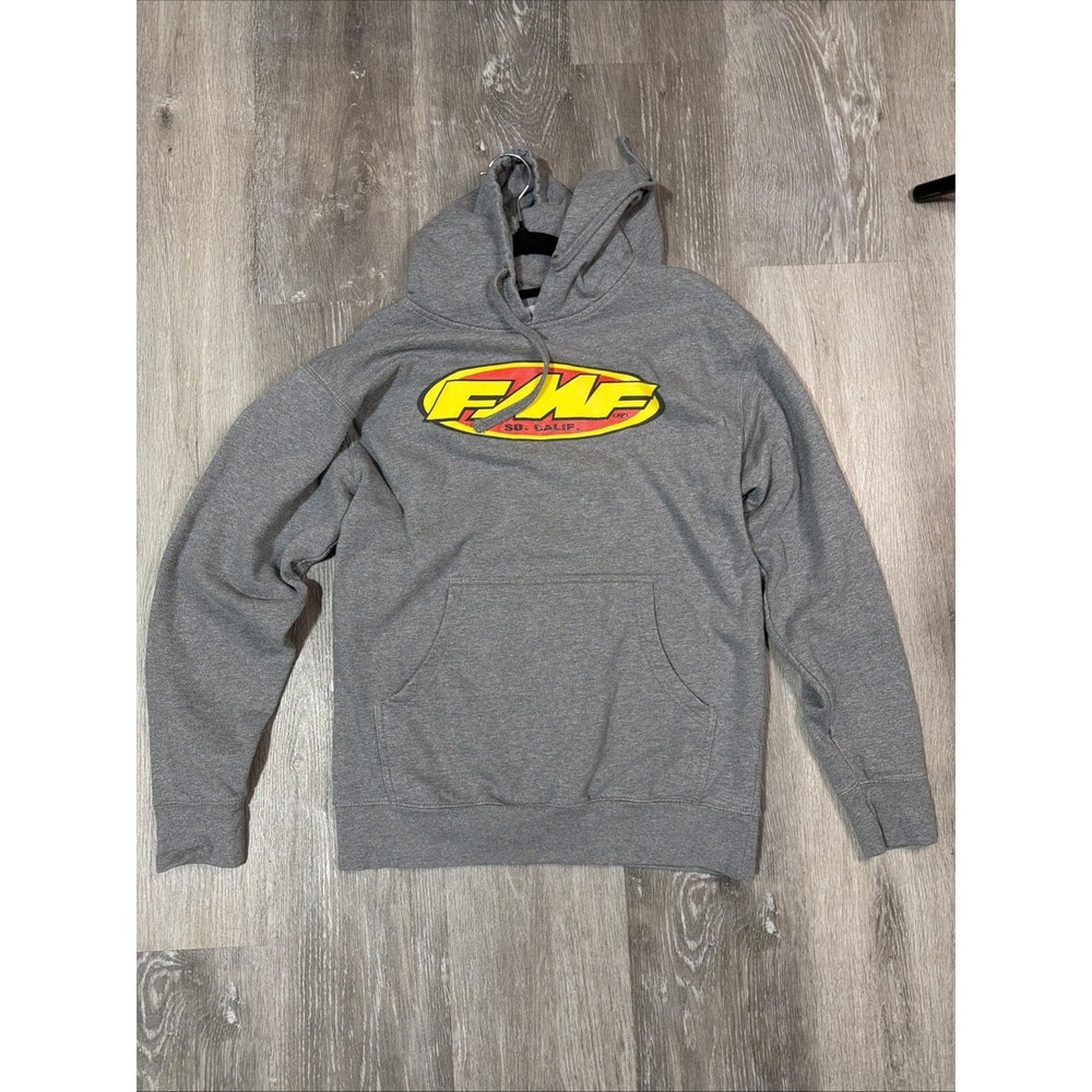 FMF Racing Hoodie Mens Medium Gray Pullover Logo Motocross